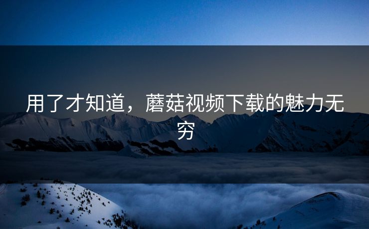 用了才知道，蘑菇视频下载的魅力无穷  第1张