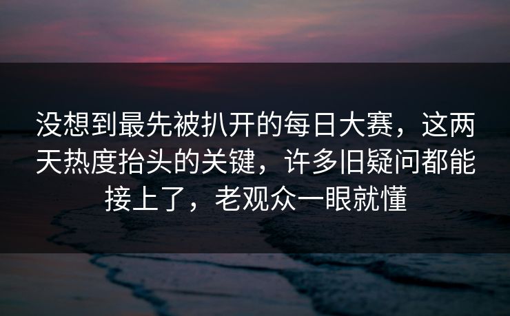 没想到最先被扒开的每日大赛，这两天热度抬头的关键，许多旧疑问都能接上了，老观众一眼就懂  第1张