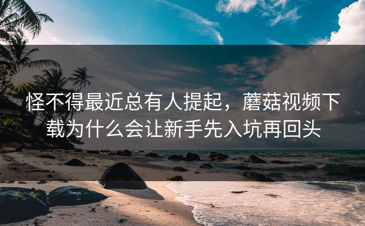怪不得最近总有人提起，蘑菇视频下载为什么会让新手先入坑再回头  第1张