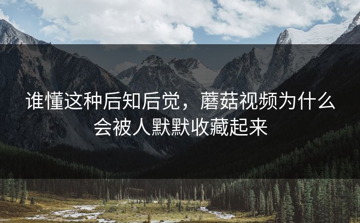 谁懂这种后知后觉，蘑菇视频为什么会被人默默收藏起来  第1张