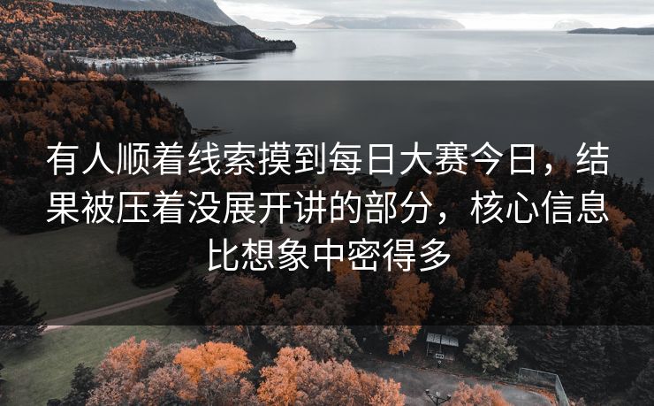 有人顺着线索摸到每日大赛今日，结果被压着没展开讲的部分，核心信息比想象中密得多  第1张